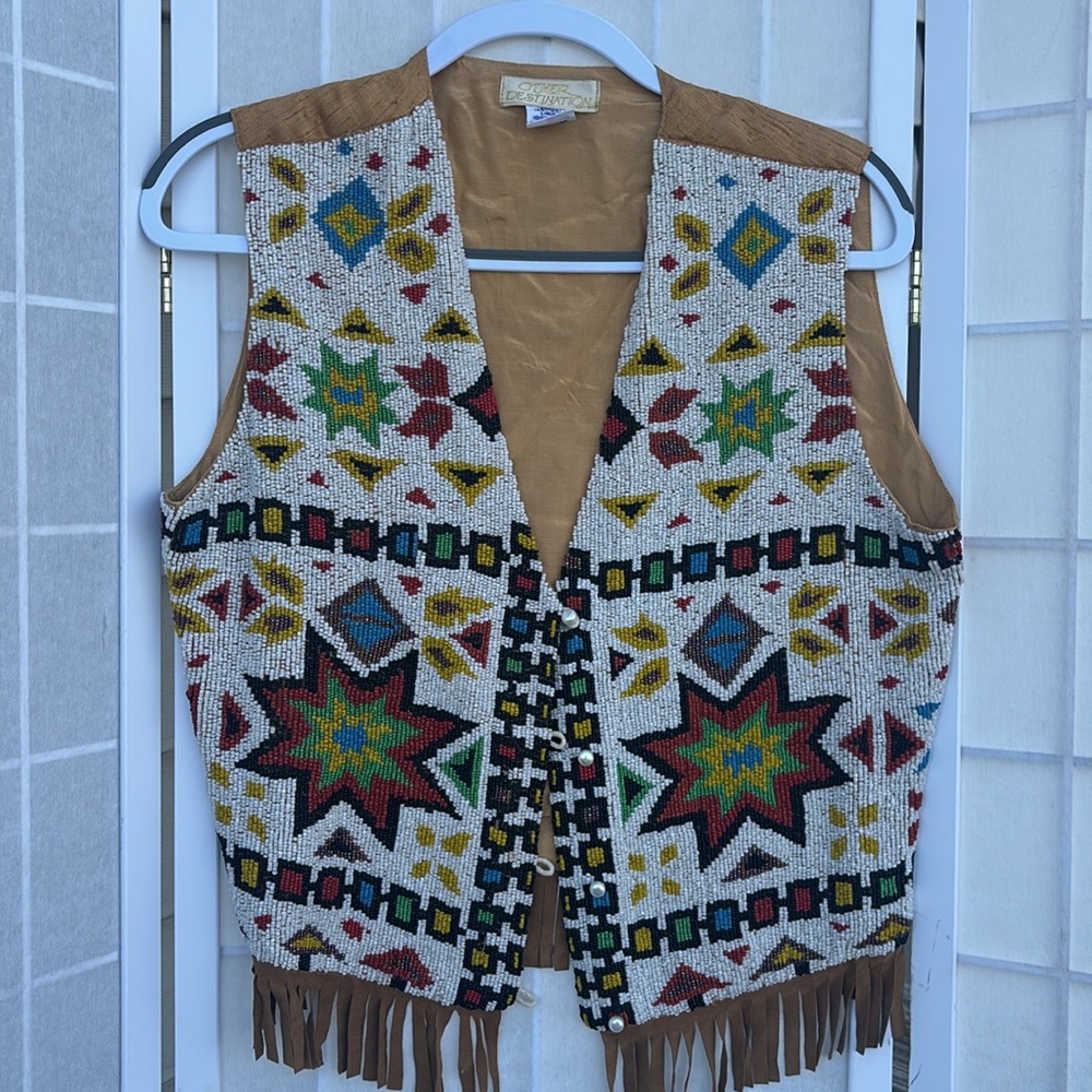 Vintage Other Destination Aztec Hand beaded Vest - Picture 4 of 10